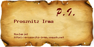 Prosznitz Irma névjegykártya