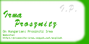 irma prosznitz business card